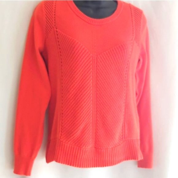VINCE CAMUTO | Women's Long Sleeve Crew Neck Knit Sweater Orange Size Medium - Picture 1 of 7